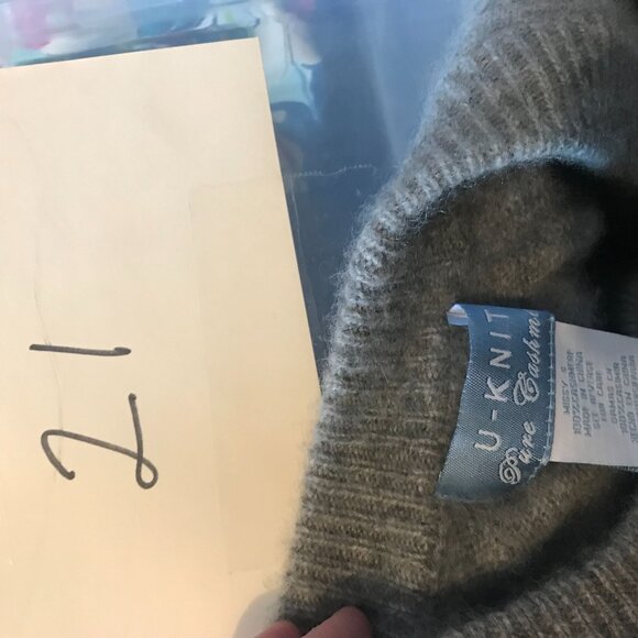 U-Knit Pure Cashmere Gray Sweater Missy XXS With Long Sleeves - Picture 6 of 6